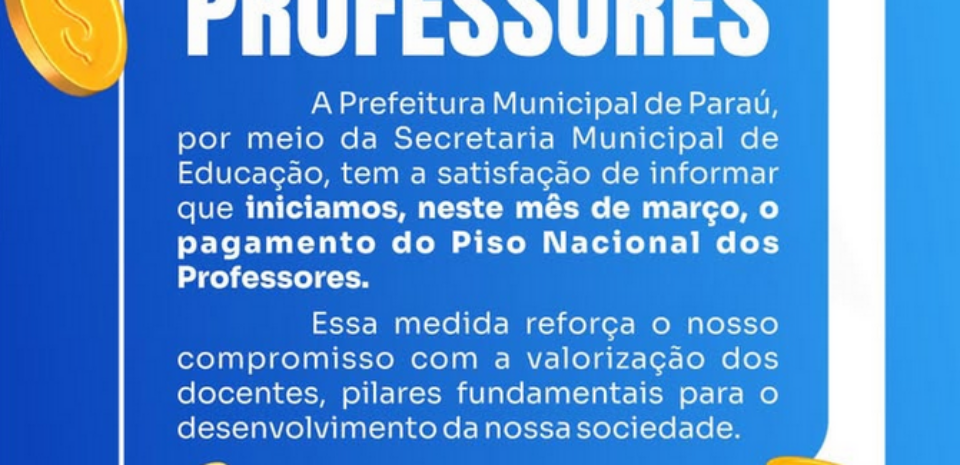 PAGAMENTO DO PISO NACIONAL DOS PROFESSORES